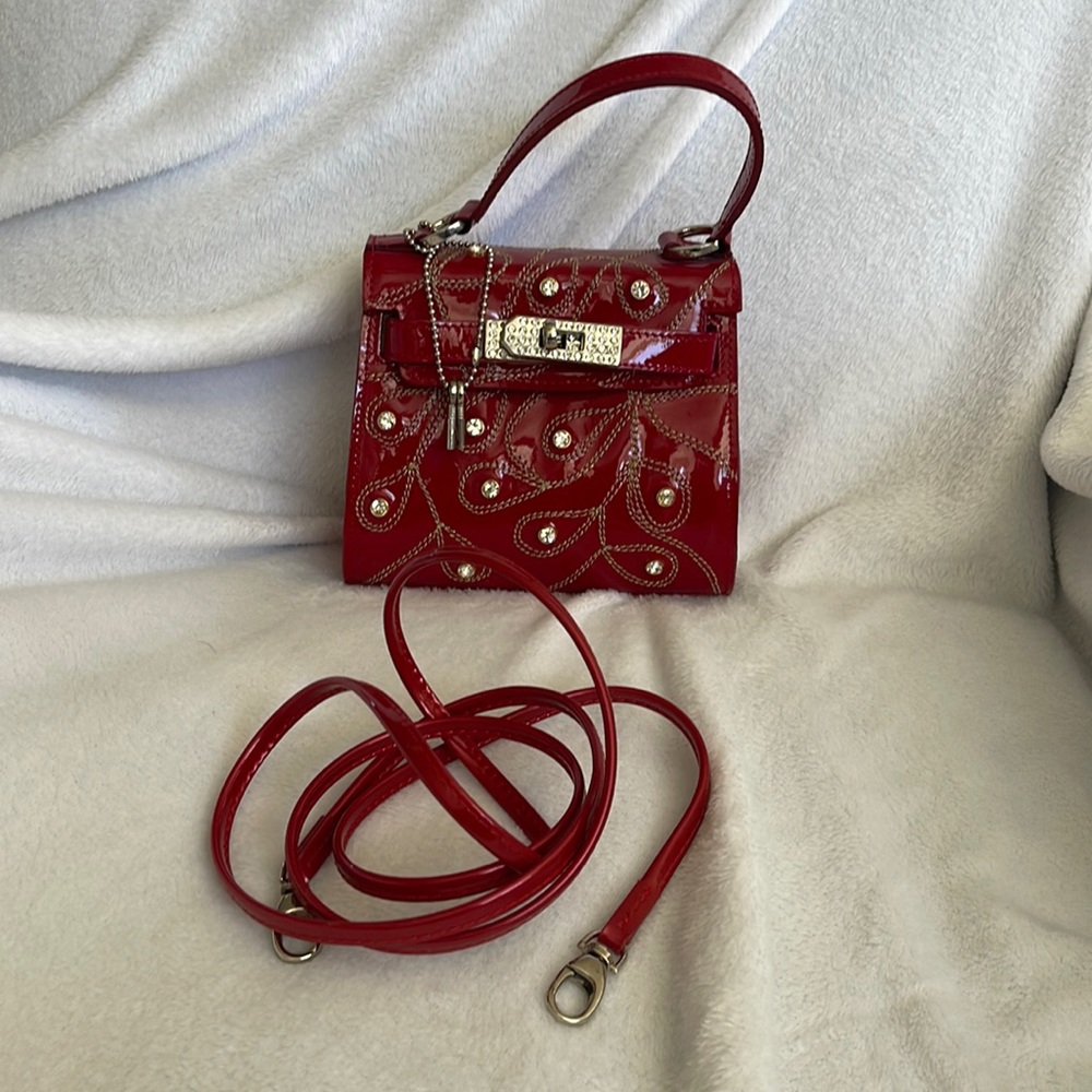 Red Patent small handbag  NWOT From Italy by Ghibli